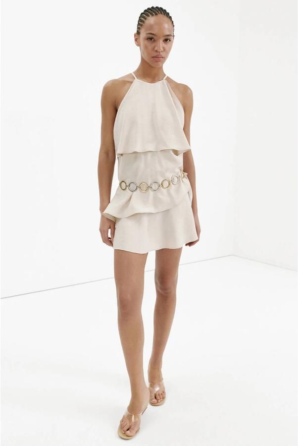 Mango mini halterjurk beige