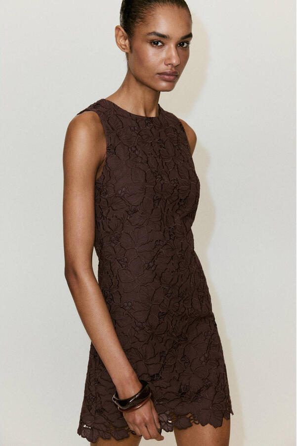 Mango mini jurk bruin - Foto 3