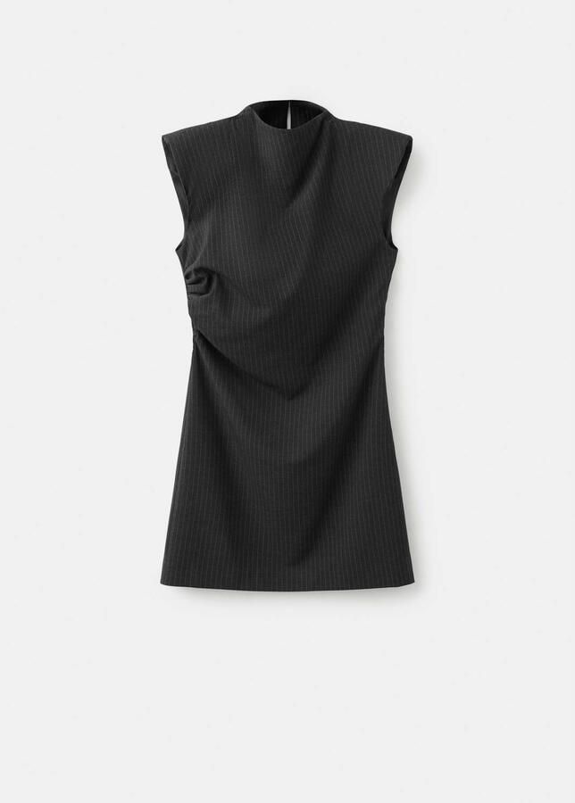 Mango mini jurk met krijtstreep grijs - Foto 3