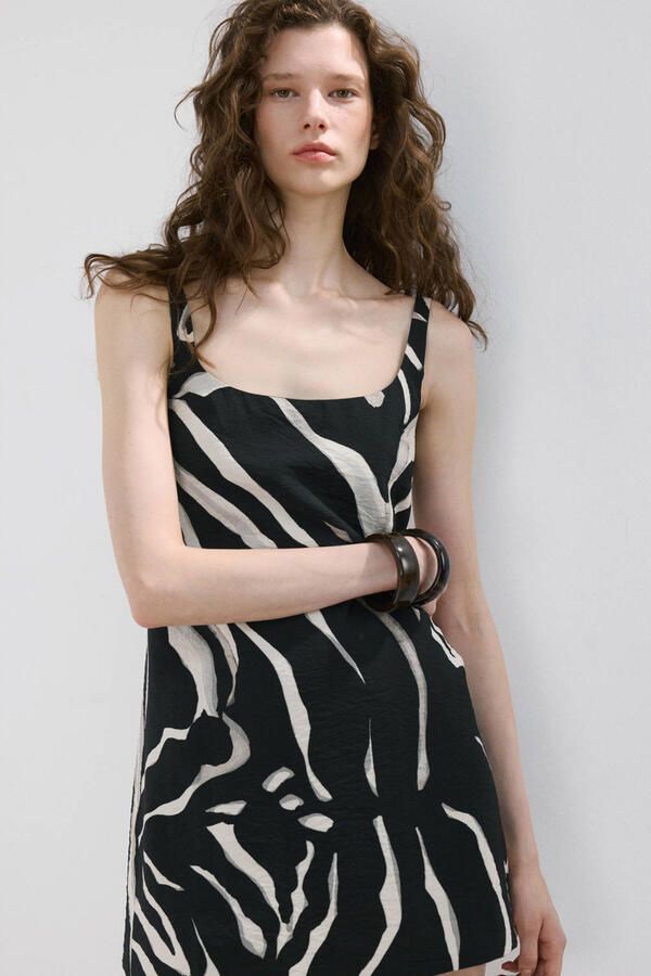 Mango mini jurk met zebraprint zwart