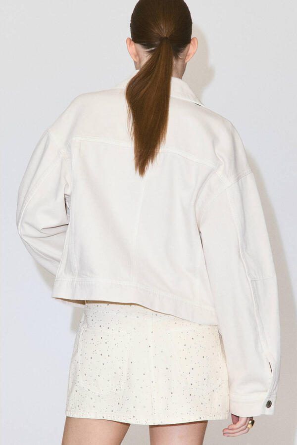 Mango mini rok met strass-steentjes ecru - Foto 3