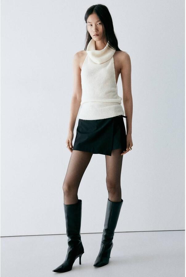 Mango mini rok met wol zwart - Foto 3