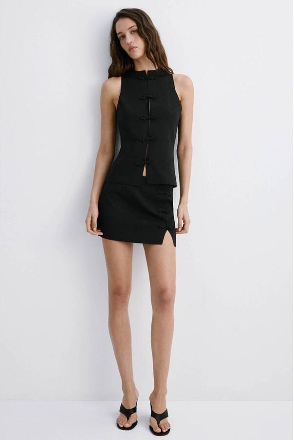 Mango mini rok zwart - Foto 3