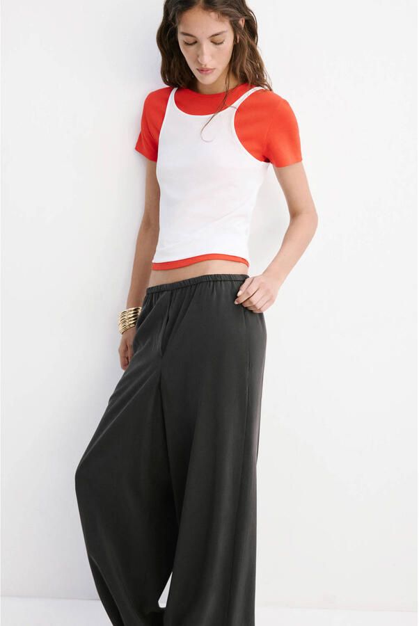 Mango modal barrel broek zwart - Foto 3