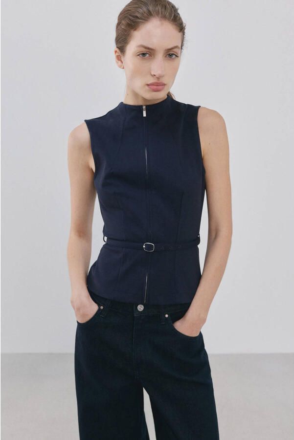 Mango mouwloze top donkerblauw