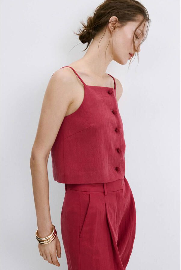 Mango mouwloze top rood - Foto 2