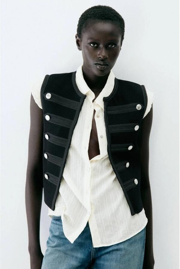 Mango napoleon gilet zwart