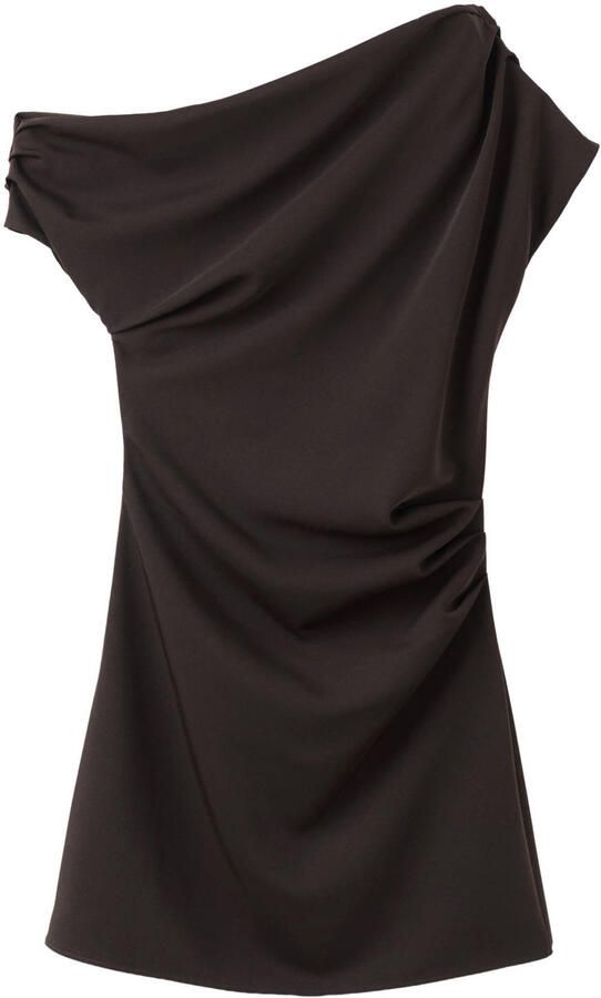Mango off shoulder jurk bruin