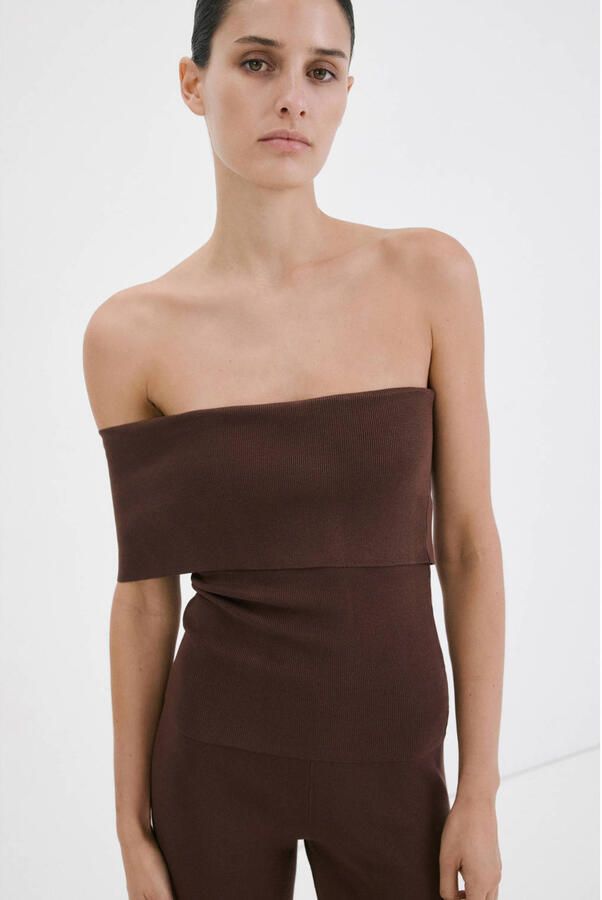 Mango off shoulder top bruin