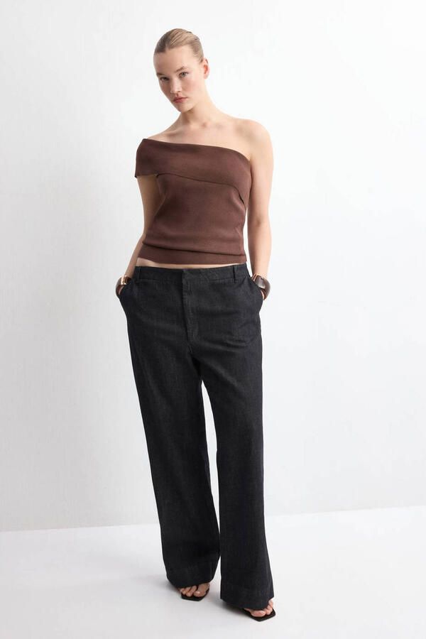 Mango off shoulder top bruin - Foto 3