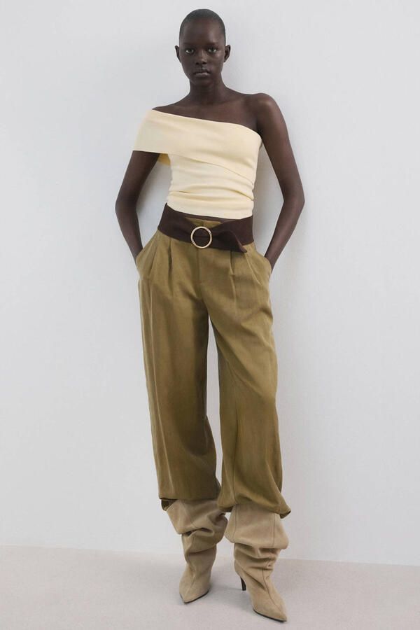 Mango off shoulder top geel - Foto 3