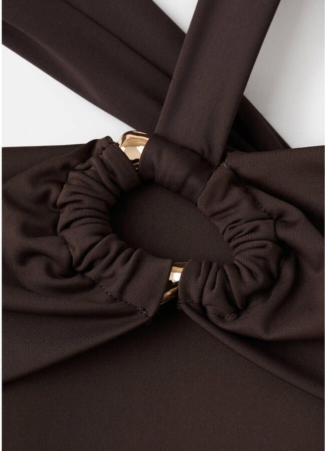 Mango one shoulder badpak bruin - Foto 2