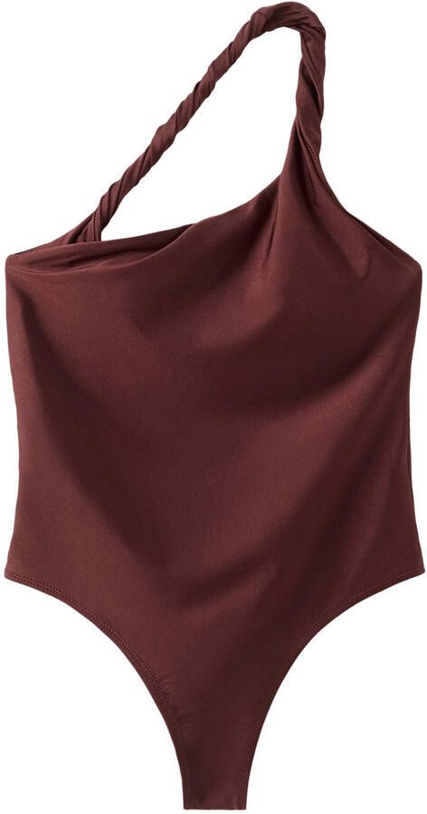 Mango one shoulder badpak roodbruin - Foto 3