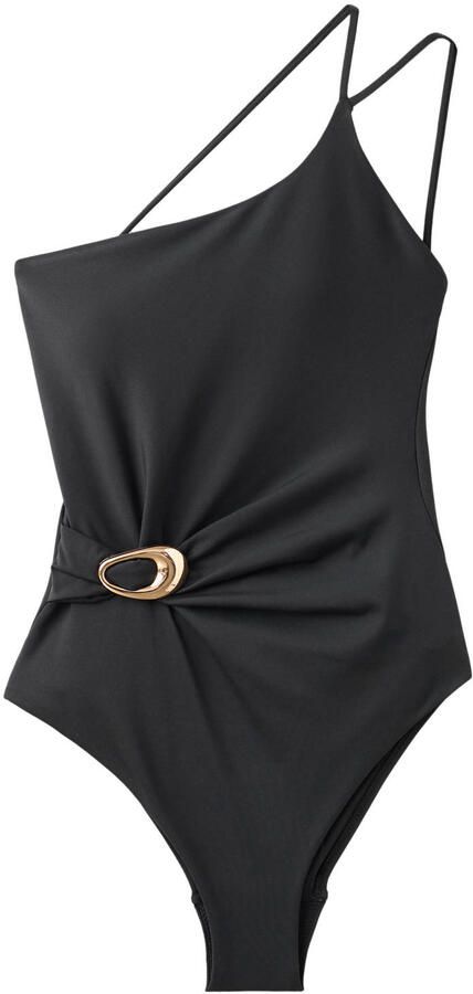 Mango one shoulder badpak zwart