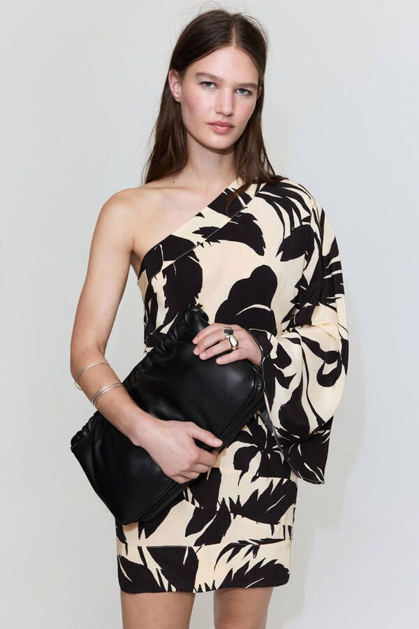 Mango one shoulder jurk ecru