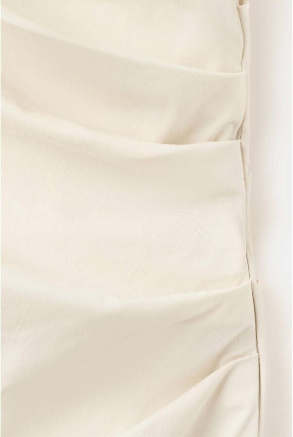 Mango one shoulder viscose korte jurk ecru - Foto 3
