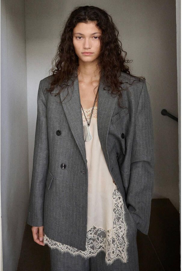 Mango oversized blazer grijs