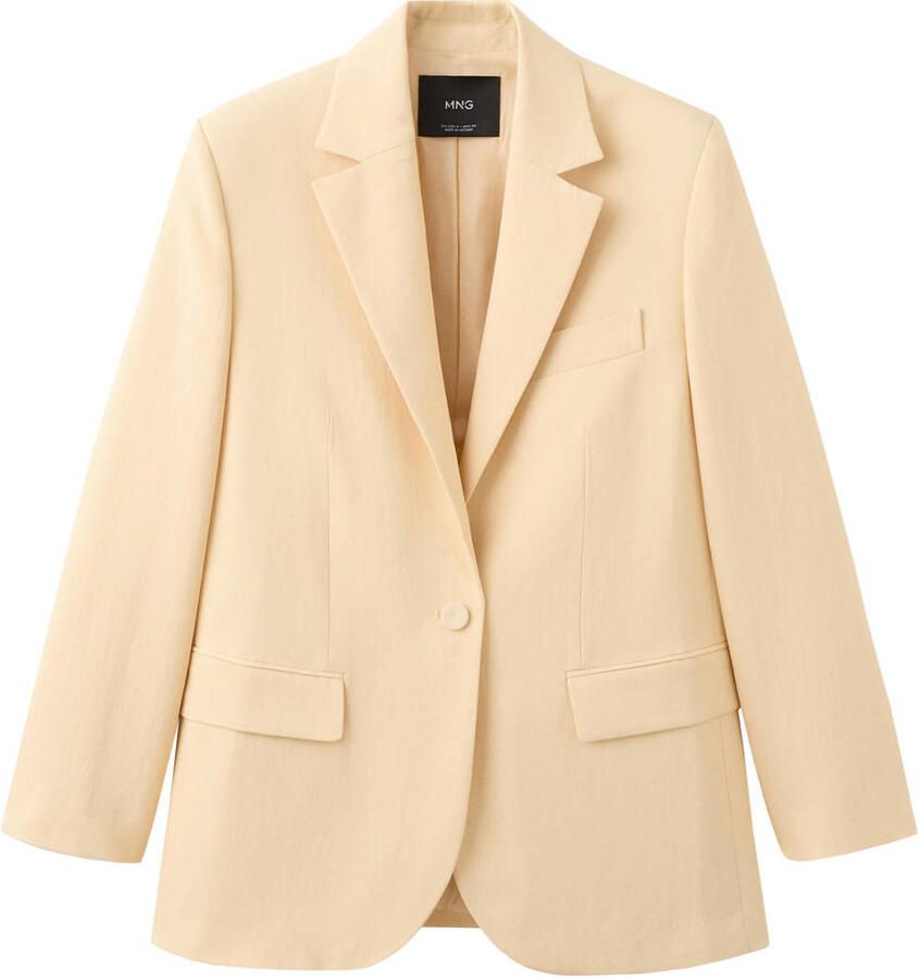Mango oversized blazer lichtgeel