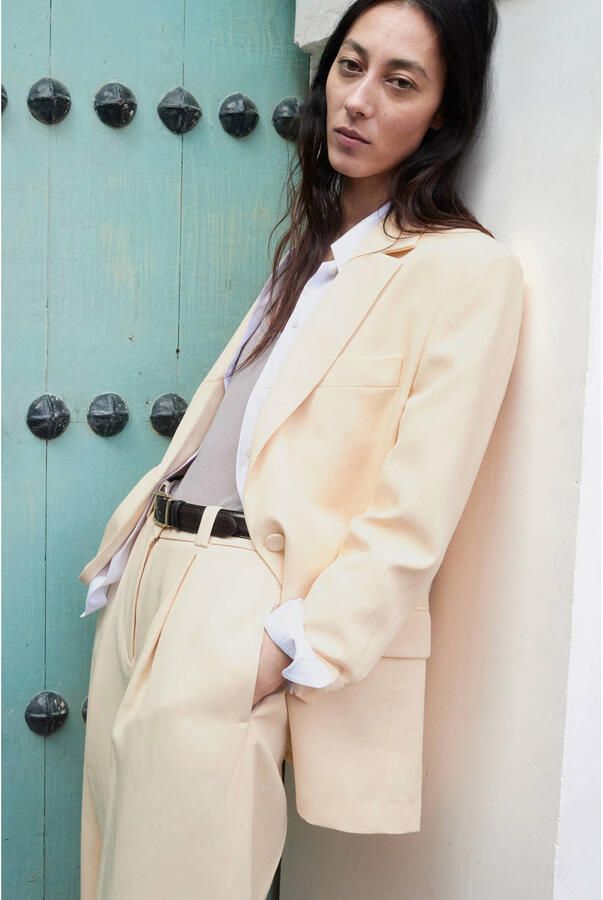 Mango oversized blazer lichtgeel - Foto 3