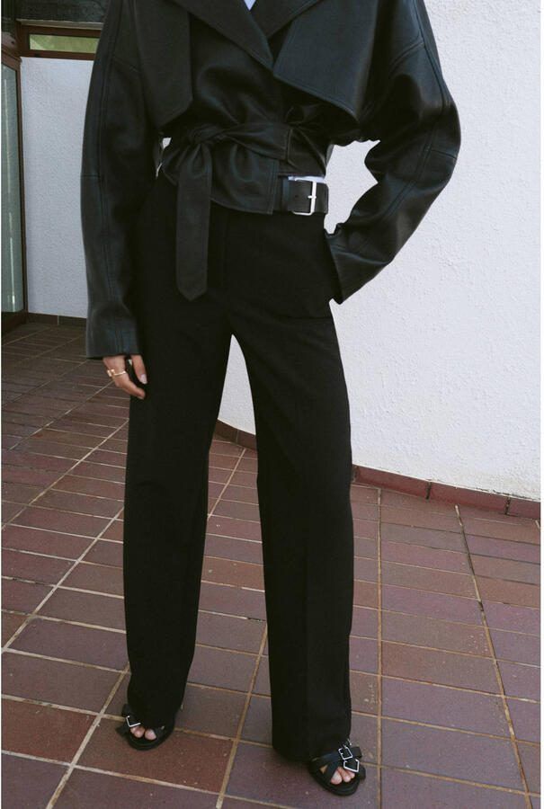 Mango pantalons met ceintuur zwart - Foto 2
