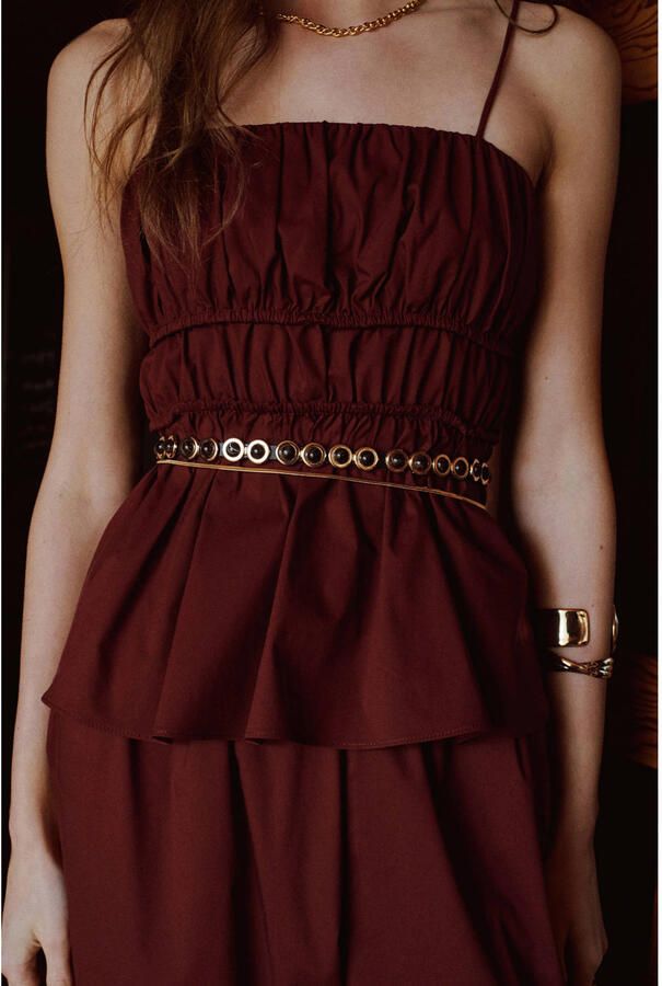 Mango peplum top roodbruin