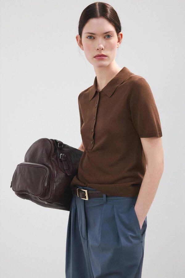 Mango polo donkerbruin