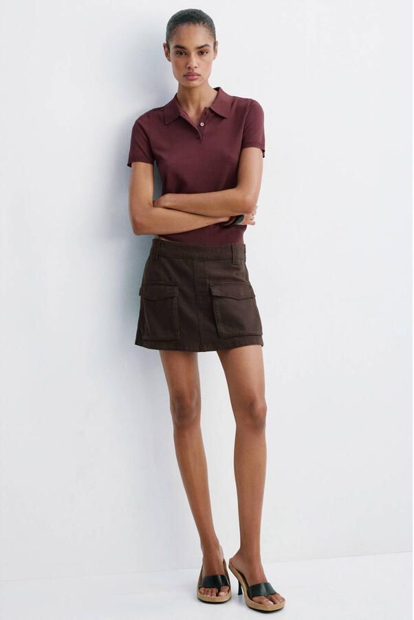Mango polo donkerrood