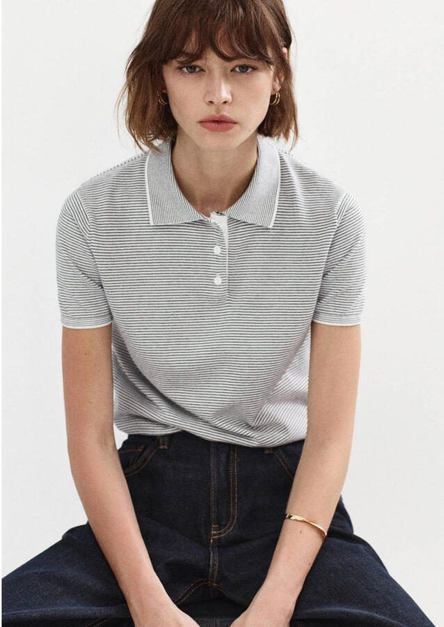Mango polo met krijtstreep blauw