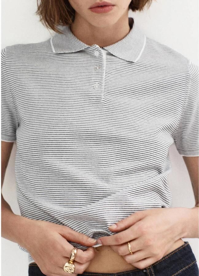 Mango polo met krijtstreep blauw - Foto 2