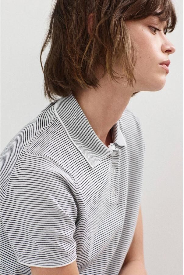 Mango polo met krijtstreep blauw - Foto 3