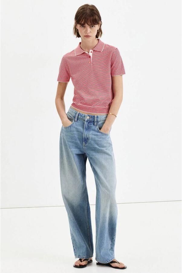 Mango polo met krijtstreep rood