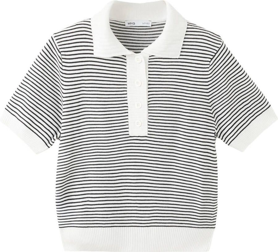 Mango polo met krijtstreep zwart