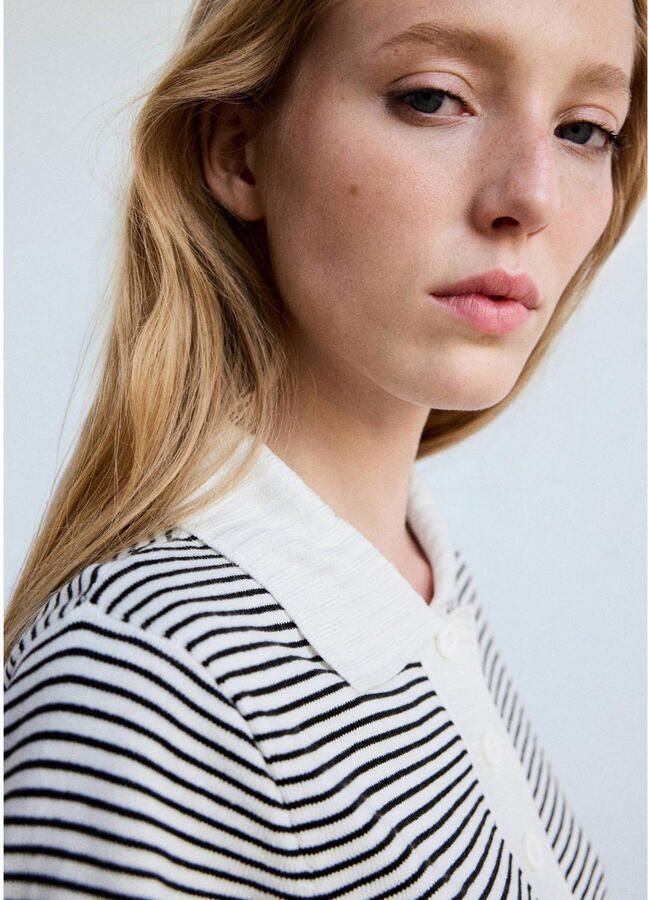 Mango polo met krijtstreep zwart - Foto 2