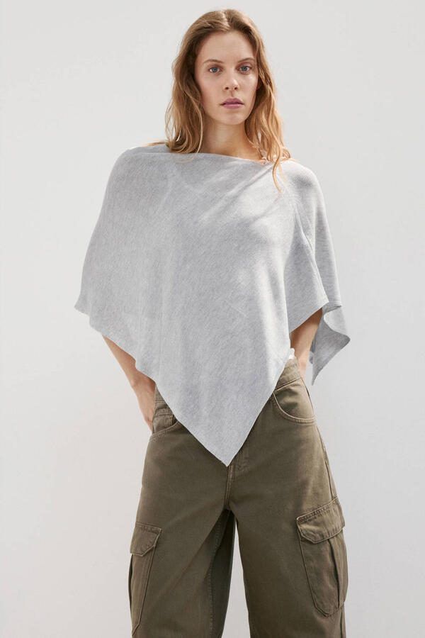 Mango poncho lichtgrijs