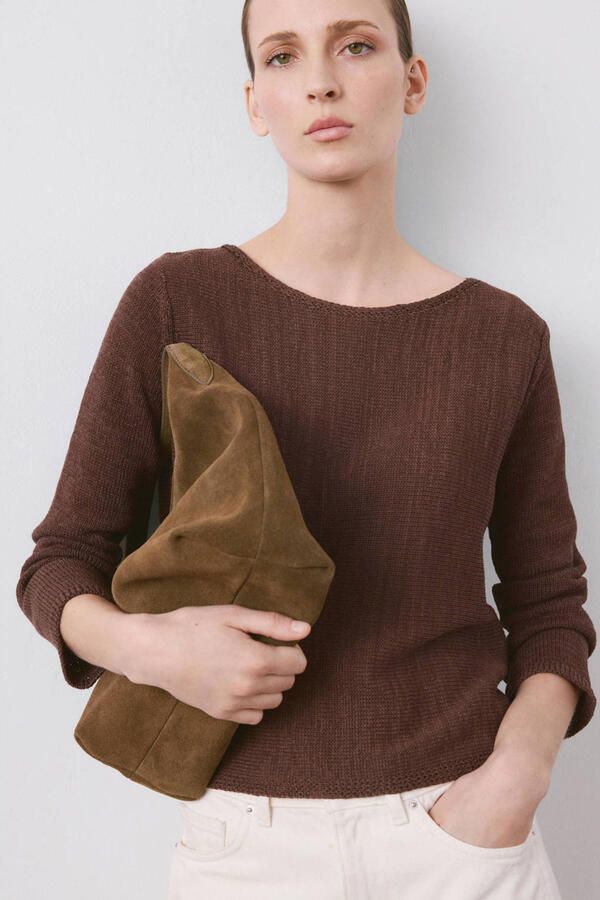 Mango pullover donkerbruin gebreid - Foto 2