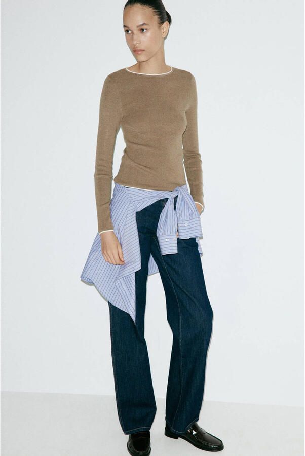 Mango pullover met wol bruin - Foto 3