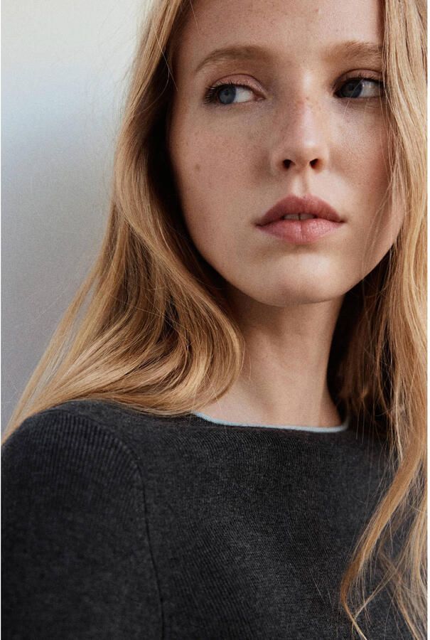 Mango pullover met wol grijs - Foto 2