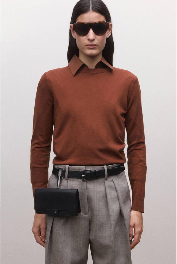 Mango pullover met wol roodbruin