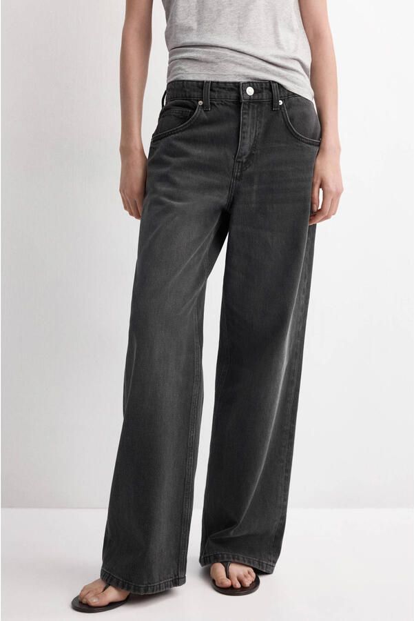 Mango Rechte mid-rise jeans straight leg jeans grijs