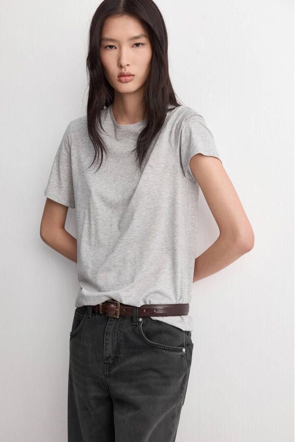 Mango Rechte mid-rise jeans straight leg jeans grijs - Foto 2