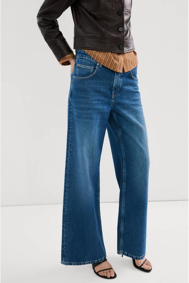Mango Rechte mid-rise jeans straight leg jeans medium blue denim