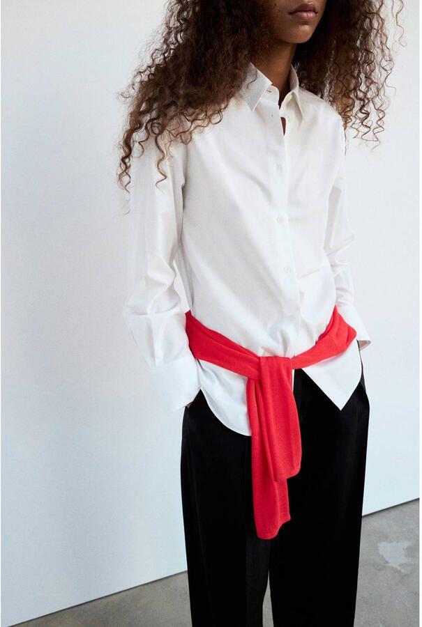 Mango rechtvallende blouse wit