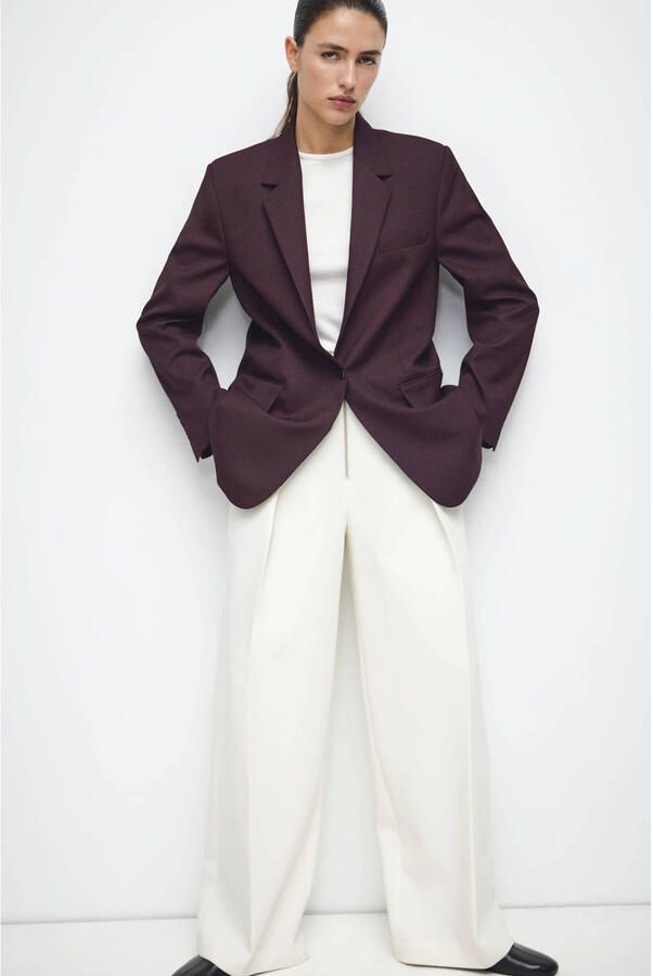 Mango regular blazer aubergine