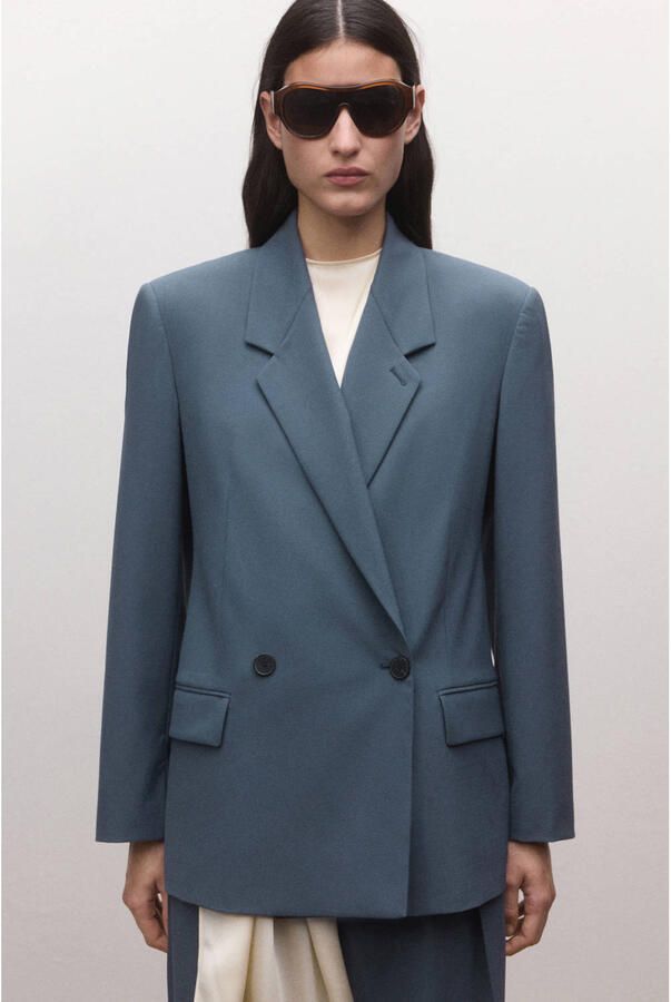 Mango regular blazer blauw