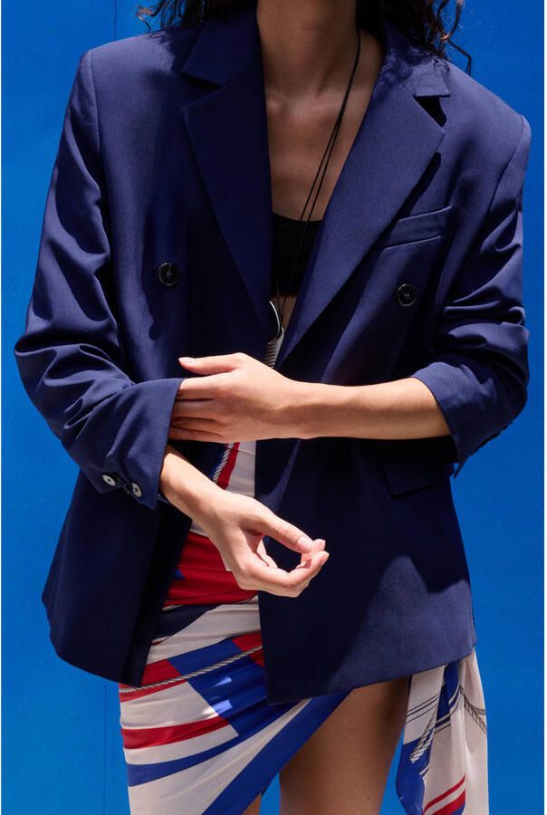 Mango regular blazer blauw