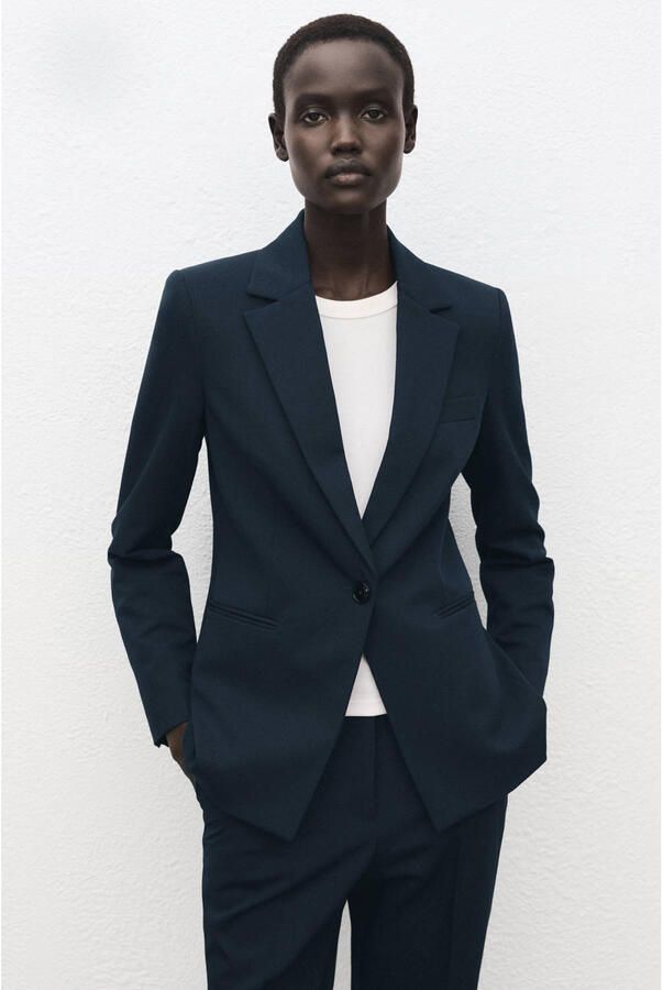 Mango regular blazer donkerblauw
