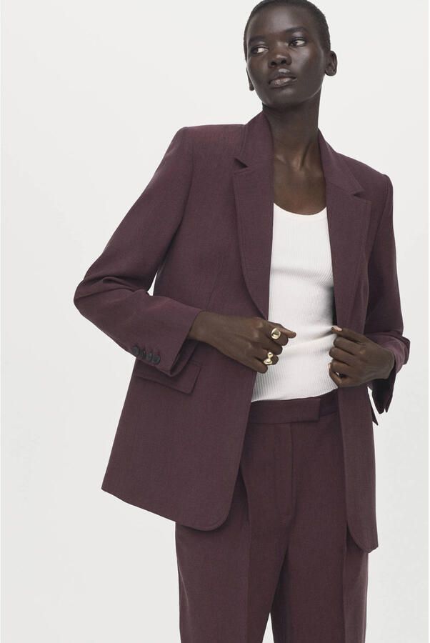 Mango regular blazer donkerpaars