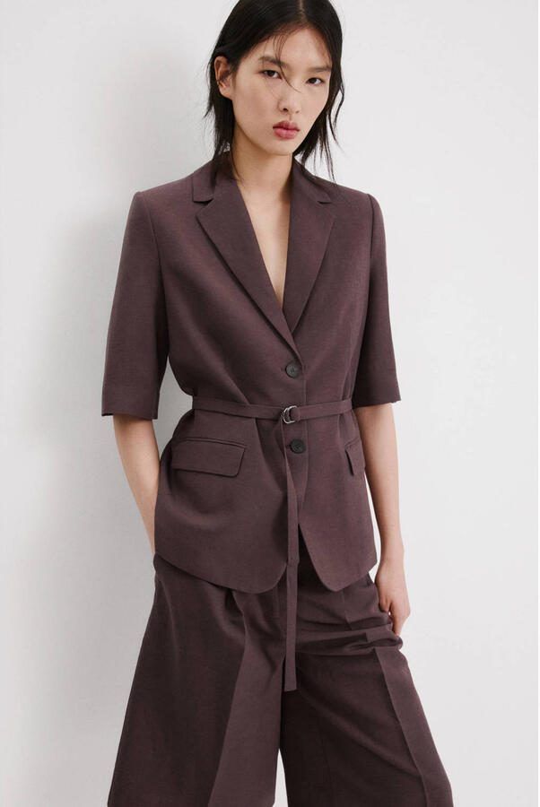 Mango regular blazer donkerpaars