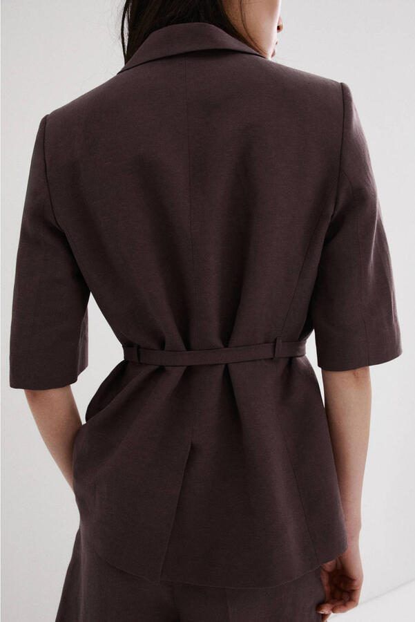 Mango regular blazer donkerpaars - Foto 3
