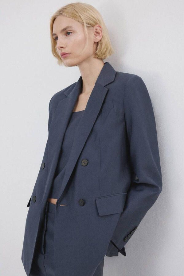 Mango regular blazer grijsblauw